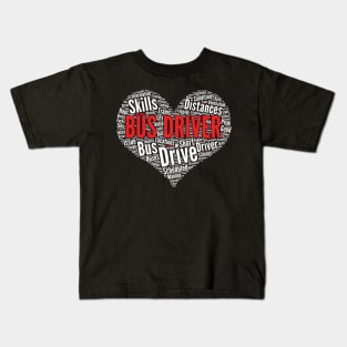 Bus Driver Heart Shape Word Cloud Design graphic Kids T-Shirt